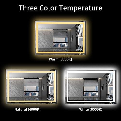 LOAAO 40X32 LED Bathroom Mirror with Lights, Anti-Fog, Dimmable, Backlit + Front Lit, Lighted Bathroom Vanity Mirror for Wall, Memory Function, Waterproof, Tempered Glass 5