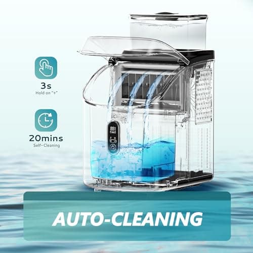 EUHOMY Ice Cube Maker Machine Countertop with External Water Tank, 2 Ways to Add Water, 34Lbs/Day, 16Pcs Ready in 7 Mins, Auto-Cleaning, with Ice Scoop & Basket, for Home/Kitchen/Office/Bar (Black) 5