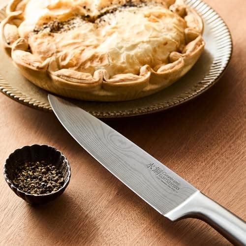 Cuisine::pro Damashiro Knife Block (Kumi, 7-Piece Chef Knife Set) - Japanese Steel Knife - Magnetic Knife Block- Damascus-Inspired Blade Kitchen Knives 7