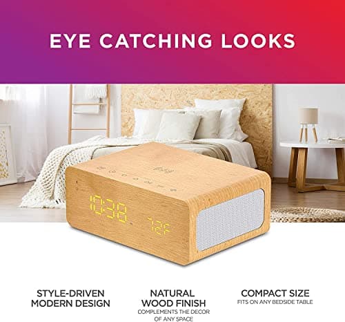 ION Audio Charge Time - 20W Bluetooth Speaker Clock with Qi Wireless Recharging, Built-in Microphone, Alarms and Dual USB Charge Ports (Renewed) 6