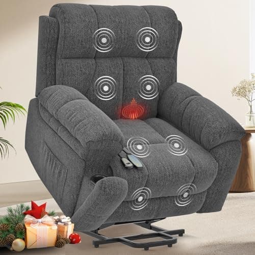 YONISEE Oversized Lift Chairs Recliner for Elderly with Massage and Heat, Overstuffed Wide Recliners, Recliner Chairs for Adults, Heavy Duty and Safety Motion with 2 Concealed Cup Holders, USB Ports