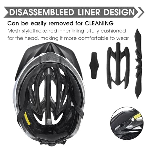 GlaRid Bike Helmet for Adult Men and Women, Suggested Fit 21.6 to 24inch, Removable Liners, Lightweight Road Mountain Cycling Safety Sports Helmets with Detachable Visor 6