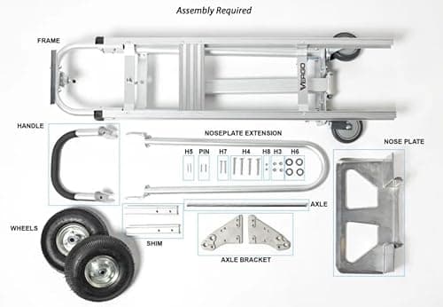 Vergo Industrial Convertible Hand Truck - AS7A2 Heavy Duty Aluminum 3 in 1 Dolly (750 lb Capacity) Lightweight Frame, Ergonomic Handle, Extendable Loop, Versatile Moving Dolly (3 Positions, 53" High) 9