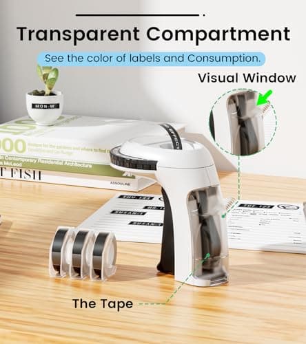 EazeID Embossing Label Maker Machine with Tapes, Manual Embossed Label Maker Retro, Vintage Embosser Labeler 3/8 Inch 9mm 3D Waterproof-Labels for Scrapbooking Supplies Kids DIY Craft Home Office Use 9