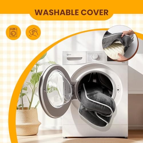 DUMOS Orthopedic Dog Bed for Medium Size Dogs, Supportive Memory Foam Dog Sofa with Washable Removable Cover Non-Slip Base Waterproof Pet Couch Bed, Grey, 28" L x 23" W x 6.5" Th 5