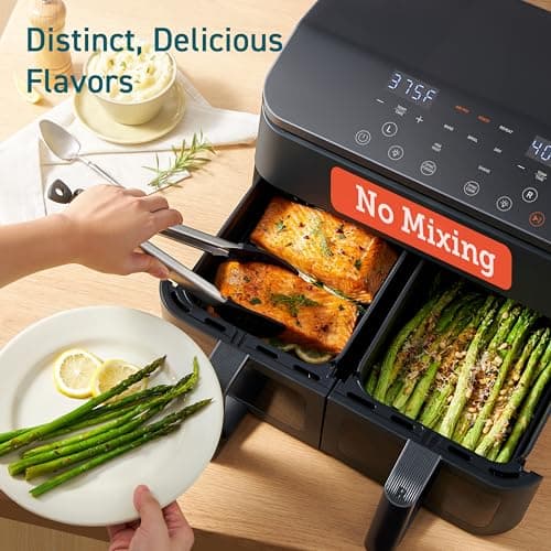 COSORI Dual Air Fryer 9Qt – 10-in-1, Fresh Balanced Meals for Family and Children with Double Baskets, Sync Cook & Finish to Bake, Roast, Reheat, Broil & 130 Recipes for Easy Cooking, Dishwasher Safe 5