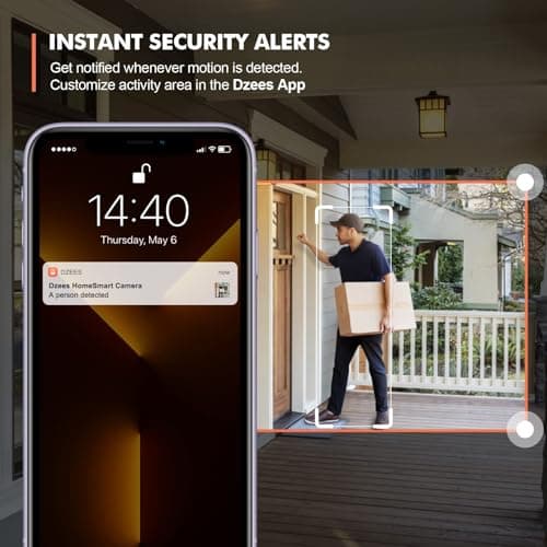 Dzees 360° PTZ Security Cameras Wireless Outdoor WiFi, 2K Battery Powered Home Security Camera Indoor, Spotlight & Siren, Color Night Vision, 2-Way Talk, AI Motion Detection, IP66 2-Pack 5