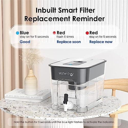 Waterdrop 40-Cup Large Water Filter Dispenser with 1 Filter, 200-Gallon Long-Life, for Home and Office, 5X Times Lifetime, Reduces Chlorine, PFOA/PFOS and More, BPA Free, Black 7