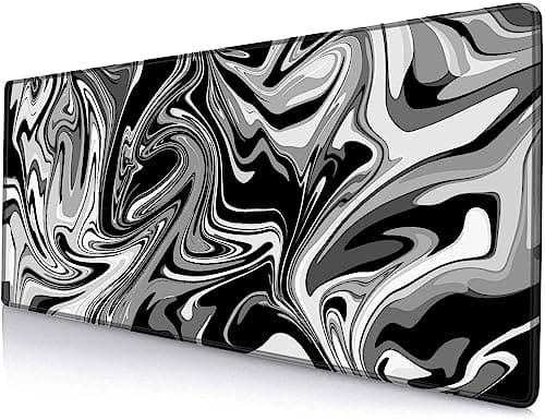 Armanza Large Gaming Mouse Pad, Extended XL Mousepad, Non-Slip Rubber Base Keyboard Mouse Mat Desk Pad for Work, Game, Office, Home, 31.5 x 11.8 in, Black Marble Fluid Design