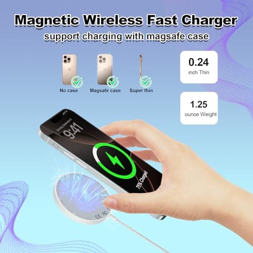 for Apple MagSafe Charger 2Pack Magnetic Wireless Charger 15W Fast Wireless Charging Pad 6FT Magnetic Charger for Apple iPhone 17 16 15 14 13 12 11 Pro Max Plus AirPods 2 3 4 Pro 2 3 Wireless Charger 6