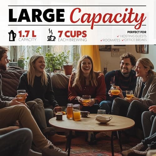 Gourmia Electric Glass Kettle – 1.7L Programmable Tea & Coffee Brewer with Digital Touch Display, 6 Presets, Removable Stainless Steel Infuser, Cordless with 360° Swivel Base, Green 7