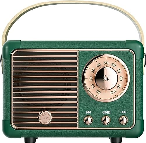 SpringFlora Retro Bluetooth Speaker, Cute Small Bluetooth Speakers Portable Wireless for Indoor Outdoor Vintage Home Office Decor, Perfect for Party Desk Kitchen Hiking Beach Travel Gift Ideas Green