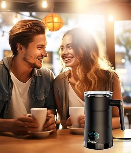 NWOUIIAY 4 in 1 Milk Frother Electric and Steamer 11.8 oz/350ml Hot/Cold Foam Maker Intelligent Temperature Control Electric Milk Warmer for Latte/Coffee/Hot Chocolate/Cappuccino 8