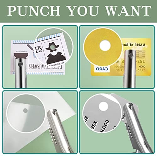 Newisdomake Heavy Duty Hole Punch 1/4 Inch, Single Hole Punch Heavy Duty 2 Inch Reach Deep Throat, Heavy Duty Hole Puncher 1 Hole Punch for Paper ID Cards PVC Tags Plastic Cardboard 5