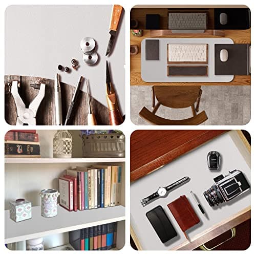 WochiTV Shelf Liner for Cabinets, Drawer Non Adhesive Non Slip Foam Mat for Kitchen, Pantry, Bathroom, Cupboard, Garage, Closet, Shelves, Drawer, Tool Box, White 11.8 x 59 inches 7