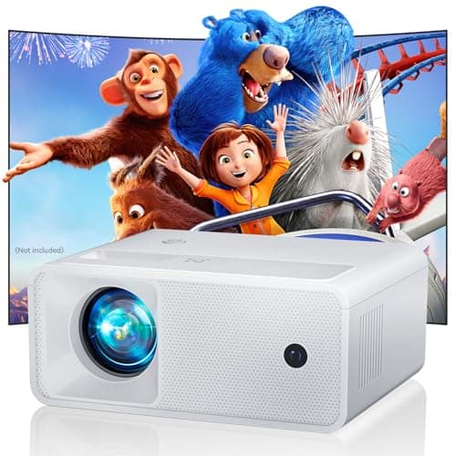 CiBest Portable Mini Projector White, 2025 Upgraded Full HD 1080P Projector, Movie Projector Compatible with iOS/Android Phone/Tablet/Laptop/PC/TV Stick/Box/USB