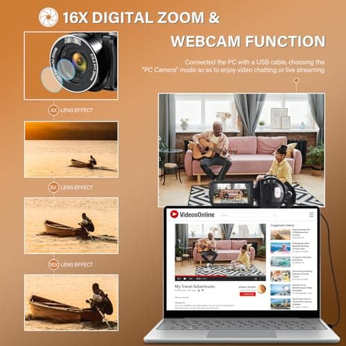 SIRMEUE Video Camera Camcorder, Full HD 1080P Camcorder 48MP 16X Digital Video Camera for YouTube, 3.0 Inch IPS Screen Vlogging Camera Recorder with 32GB Card, Remote Control, and Battery, Black 5