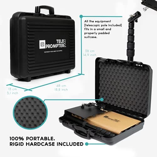 TELEPROMPTER PAD iPresent PRO Portable Presidential Teleprompter for iPad Tablet & Monitor with Remote Control, Hardcase & APP, Live Events Public Speaking & Conference, Speech Prompter Stage Autocue 2