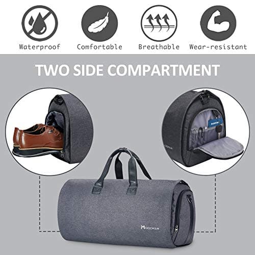 Convertible Garment Bag with Shoulder Strap, Modoker Carry on Garment Duffel Bag for Men Women - 2 in 1 Hanging Suitcase Suit Travel Bags (Black) 5