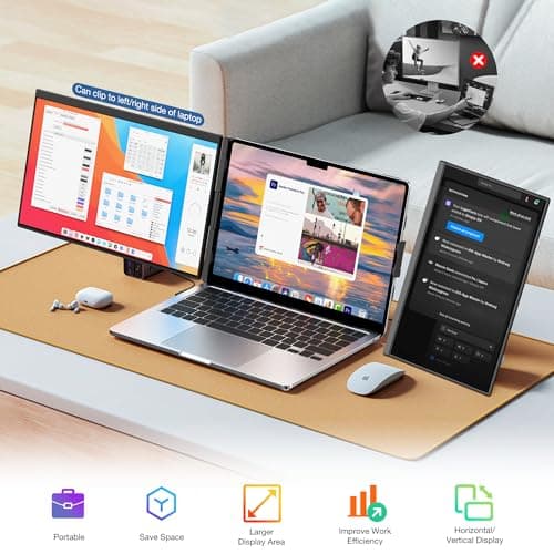 Laptop Screen Extender, 15.6" IPS FHD 1080P Laptop Monitor Extender, Portable Monitor for Laptops, TYPE-C Travel Dual Screen with Adjustable Kickstand, Plug and Play with Wins/Mac/Linux/Chrome/PS5 4