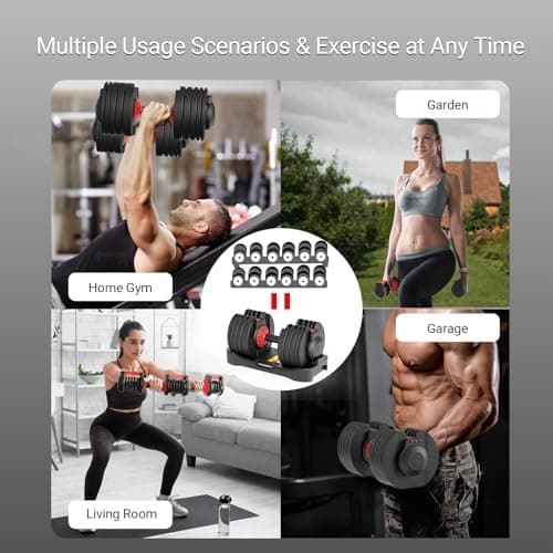 Adjustable Dumbbells 52.5 lbs, 15 in 1 Weights Adjustable Dumbbell Set, Fast Adjust Weight Dumbbell for Full Body Exercise Training Fitness Workout in Home Gym 6