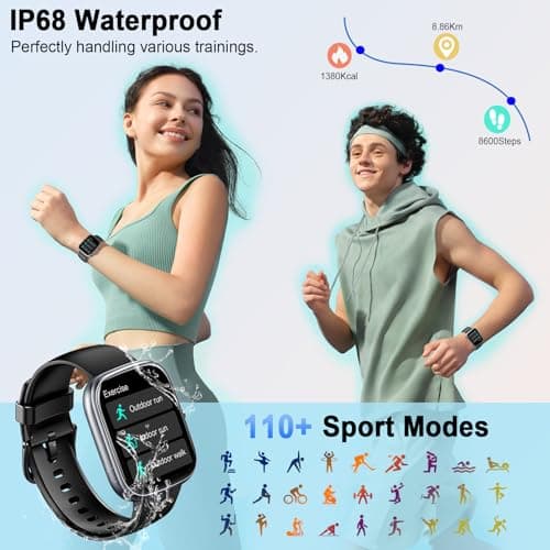 Smart Watch for Men Women, 2025 HD 1.91" Smartwatches (Answer/Make Call), 112+ Sports Modes Fitness Activity Tracker, Calories/Heart Rate/Sleep Monitor, IP68 Waterproof Step Counter for Android iOS 6