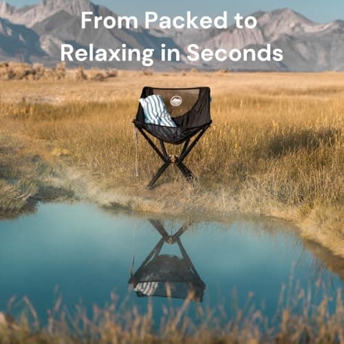 CLIQ Portable Chair Version ClassiQ 1.0 - Collapses to Size of Water Bottle - Lightweight Folding Chair for Camping - Outdoor Chair Supports 350 Lbs - Camp Chair Outdoor Adventures - Black 8