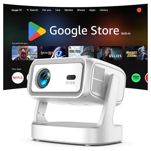 4K Projector with WiFi and Bluetooth, 2000 ANSI Outdoor Projectors with Built-in 10,000+ Apps, Bnoe Native 1080P Smart Proyector for Home Theater Movie with Dual Speaker and Voice Control & Auto Focus