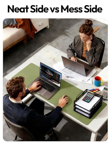 YSAGi Leather Desk Protector, Office Mat, Large Mouse Mat, Non-Slip PU Leather Blotter, Laptop Desk Pad, Waterproof Writing Pad for Office and Home (Green, 23.6" x 13.8") 6