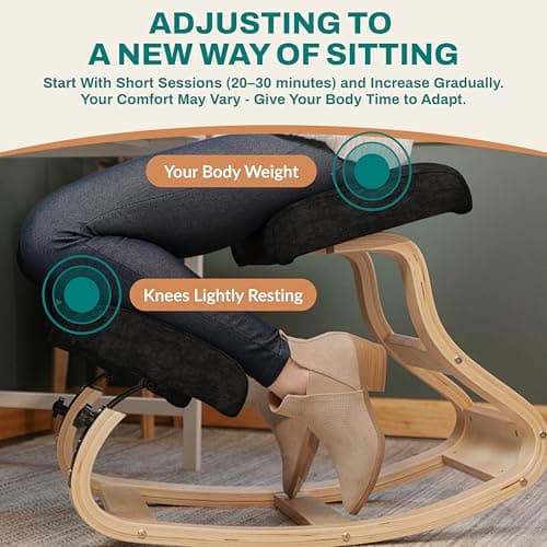 NYPOT Ergonomic Kneeling Chair with 2 Knee Pads - Adjustable Height Rocking Knee Chair for Posture and Back Support for Home and Office - Angled Kneeling Stool, Smokey Black 8