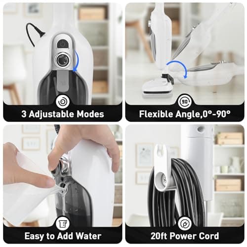 Secura Steam Mop 10-in-1 Convenient Detachable Steam Cleaner, White Multifunctional Cleaning Machine Floor Steamer with 3 Microfiber Mop Pads 6