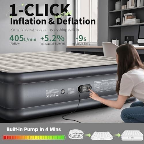 InnoTruth Cal King Air Mattress with Built in Pump, Keep Feet from Dangling, Extra Length Inflatable Blow up Mattress, Luxury Comfort for People(190CM Height), Ideal for Guest & Home, 700lbs 7