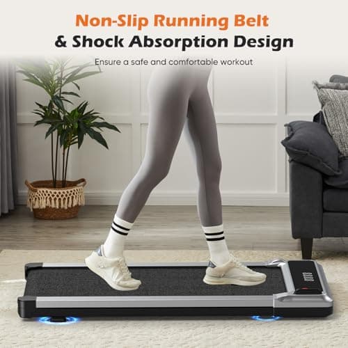 Sweetcrispy Compact Armless Treadmill for Small Spaces, Quiet Under-Desk Walking Pad, Slim & Portable Design for Home Office Workouts, Ideal for Apartments and Work-from-Home Fitness, Silvery 8