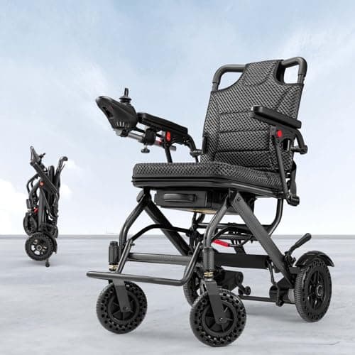 Lightweight Electric Wheelchair, Only 36lbs, Foldable Power Wheelchair for Adults,Dual Motors,Intelligent Folding,Motorized Mobility Scooters for Seniors,All Terrain,Travel Size
