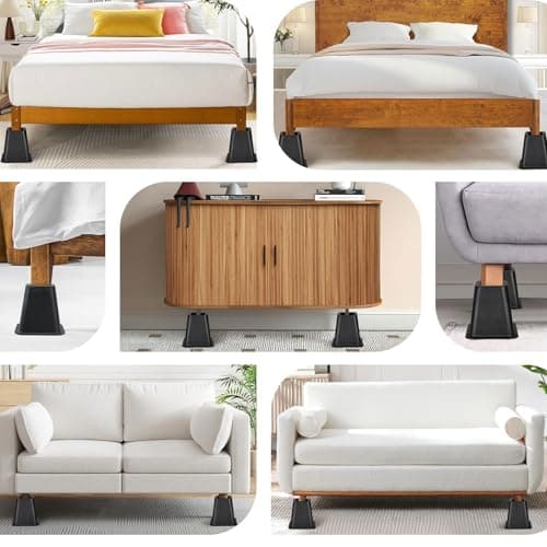 ANNKUT 6 Inch Heavy Duty Bed Risers, Furniture Risers for Desk, Chair, Table or Sofa, Couch Lift Risers, Supports up to 2200 lbs per Leg(6 Pack Black) 7