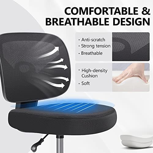 Primy Tall Drafting Desk Chair - Armless, Adjustable Height, Mesh Back, Rolling, Standing Desk Chair for Art Room, Office or Home (Black) 8