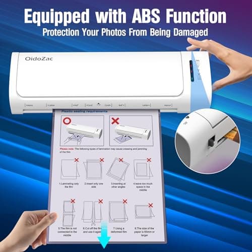 Laminator Machine 13 Inch, 60s Quick Warm-Up Never Jam Laminating Machine with 52 Laminating Sheets, 9 in 1 A3 Thermal Machine Hot & Cold with Paper Trimmer Corner Rounder for Office School Home Use 7