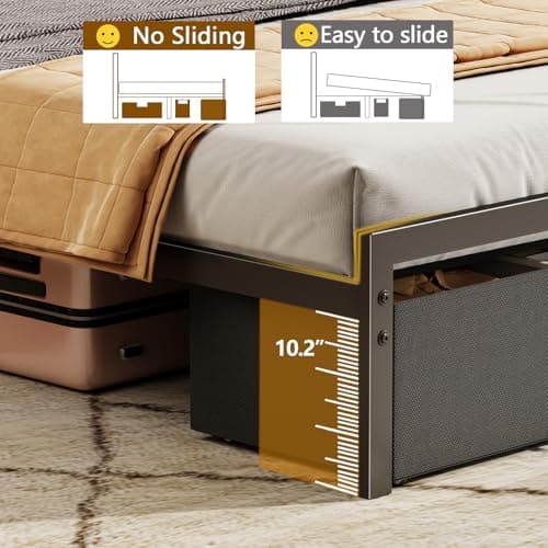 Furnulem Queen Size Bed Frame with Headboard Storage, Platform Bed Frame Queen Size with 2 Drawers, Charging Station and LED Lights, No Box Spring Needed, Noise Free, Easy Assembly (1000 lbs Capacity) 8