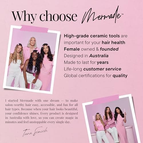 Mermade Hair Dryer - Blow Dryer, Hairdryer, Curly Hair Dryer, Professional Blowdryer for Fast Drying, Styling, Blowout, Compact & Portable, Works on All Hair Types - Pink (Pack of 1) 9