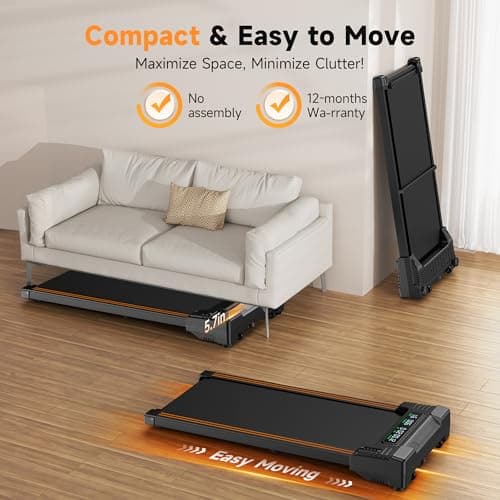 Walking Pad Treadmill with 9% 4-Level Auto Incline, Treadmills for Home 300LBS Capacity, Compact Treadmills for Home Small/Office 6