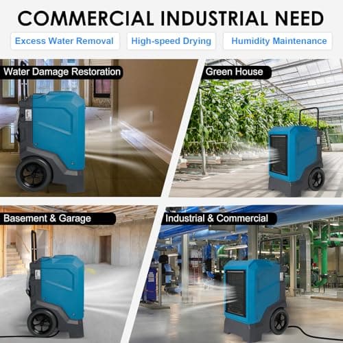 MOUNTO 310 Pints LGR Commercial Dehumidifier with Built-In Pump and Drain Hose – Portable, Heavy-Duty Dehumidifier with Wheels for Basements, Garages, Home, and Job Sites (Blue) 7