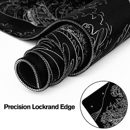 MEWOOCUE® Large Gaming Mouse Pad for Computer,Black Japanese Sea Wave Anime Mouse Mat,Long XXL Waterproof Keyboard Pads,Big Non-Slip Mouse Pads for Game Office Home（31.5 x 11.9 in） 6