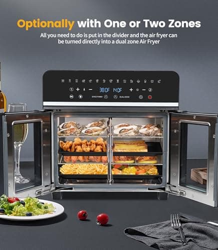 24Qt Large Air Fryer Oven French Door 15 in 1 Multi-Function Digital Controls Convection Oven Stainless Steel Dual Zone Electric Oven Toaster Combo with 13 Accessories & Cookbook 5