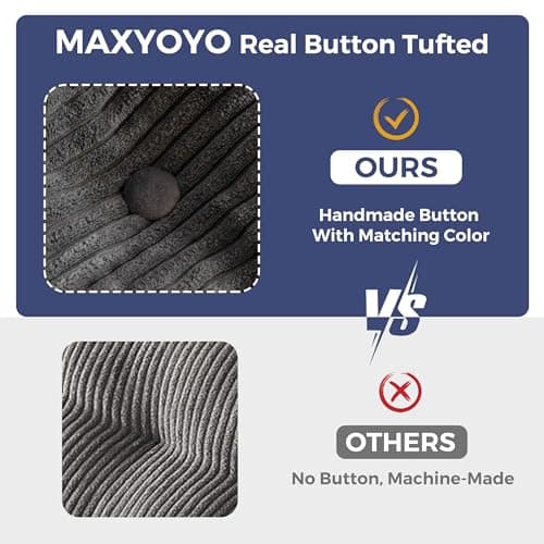 MAXYOYO Bean Bag Chair for Adults, Upholstered Floor Sofa with Armrests, Loveseat Boneless Couch with Tufted Cushion & Backrest, Sofa in A Box, Large Bean Bag Couch for Bedroom Living Room, Dark Grey 8