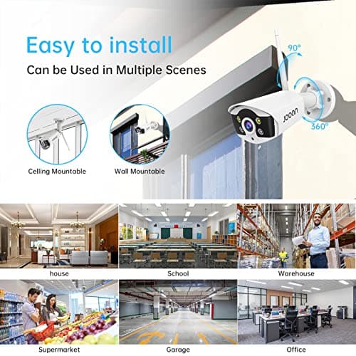 JOOAN WiFi Security Camera 3MP, IP67,Motion/Human Detection, and Alert,Floodlights, Local and Remote Access, Only WiFi Kit Security Camera System 5