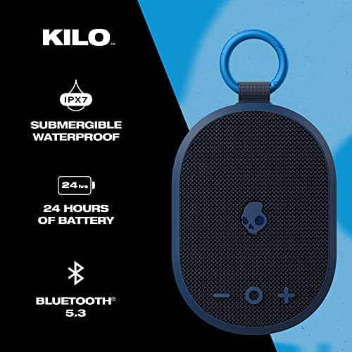 Skullcandy Kilo Wireless Bluetooth Speaker - IPX7 Waterproof Mini Bluetooth Speaker with 24 Hour Battery, Downward Firing Passive Radiator, and True Wireless Pairing - Perfect for Outdoor (Navy) 2