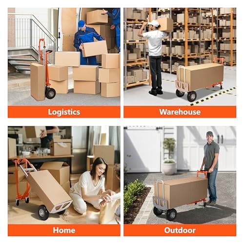 Aluminum Convertible Hand Truck, 3 in 1 Folding Dolly 1000 LBS Capacity Heavy Duty Industrial Platform Cart Collapsible Truck for Transport & Moving in Warehouse, Home, Supermarket 7