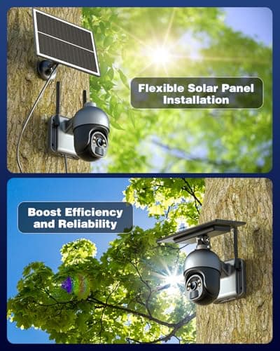 Ctronics 3K 5MP Solar Security Camera Outdoor Wireless, 6W Solar Panel, Sound-Light Alarm, PC/App, Auto Tracking, Color Night Vision, PIR Human Detection, 128 TF/Cloud/FTP, IP66 9