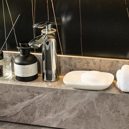 Miamolo Soap Dish Soap Holder Shower, Ceramic Soap Dishes for Bar Soap Sponge, Shower Soap Dish Soap Saver Tray for Bathroom Kitchen Sink, Easy to Clean, White 7