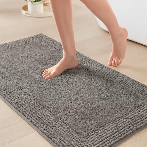 Madison Park Splendor Reversible 100% Cotton Tufted Bathroom Rug-3000 GSM Hotel Quality Luxurious Plush Medium Pile Bath Mat Absorbent, Quick Dry, Shower Room Décor, 21x34, Charcoal